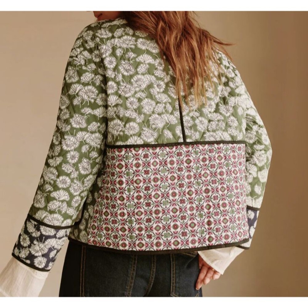 NWT Commense Boheme Flap Pockets Winter Coat Quilted Jacket Size Medium Green - Picture 5 of 8